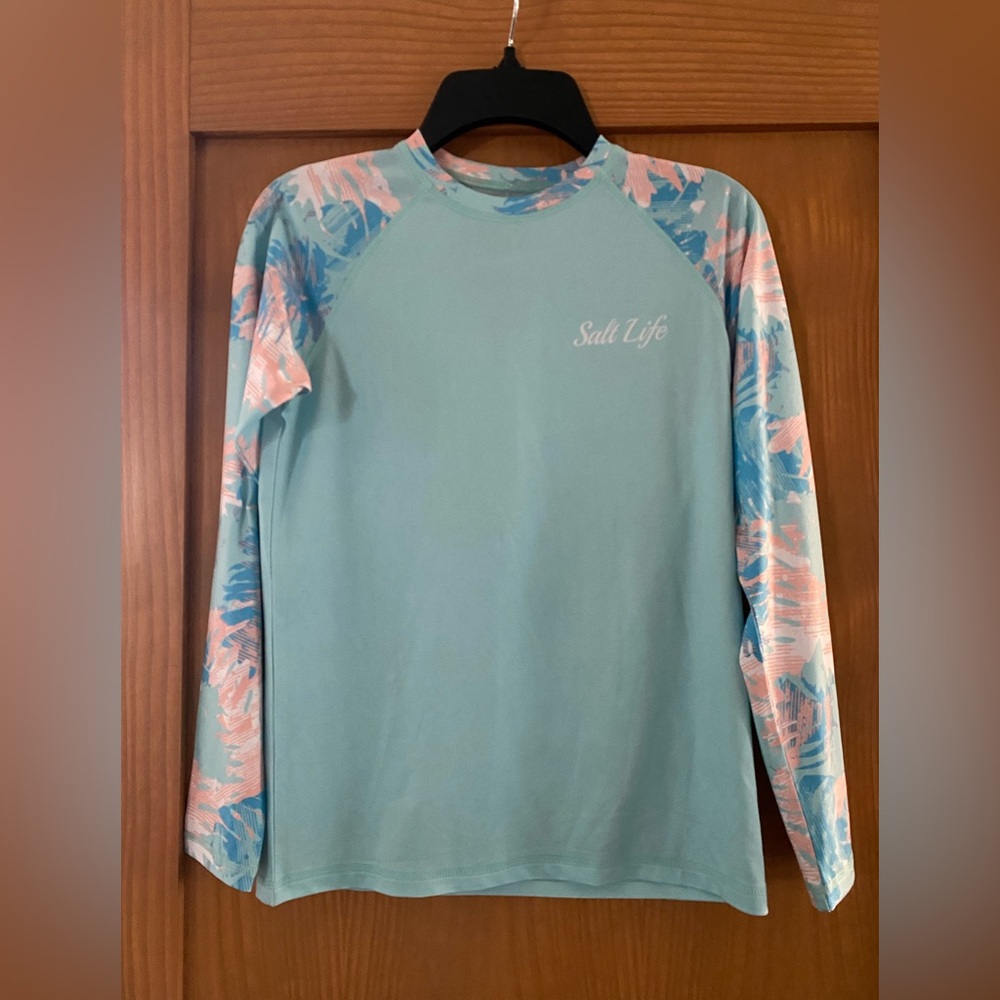 Salt Life Girl’s SLX Aqua/Peach Long Sleeve Drifit Shirt NWT
